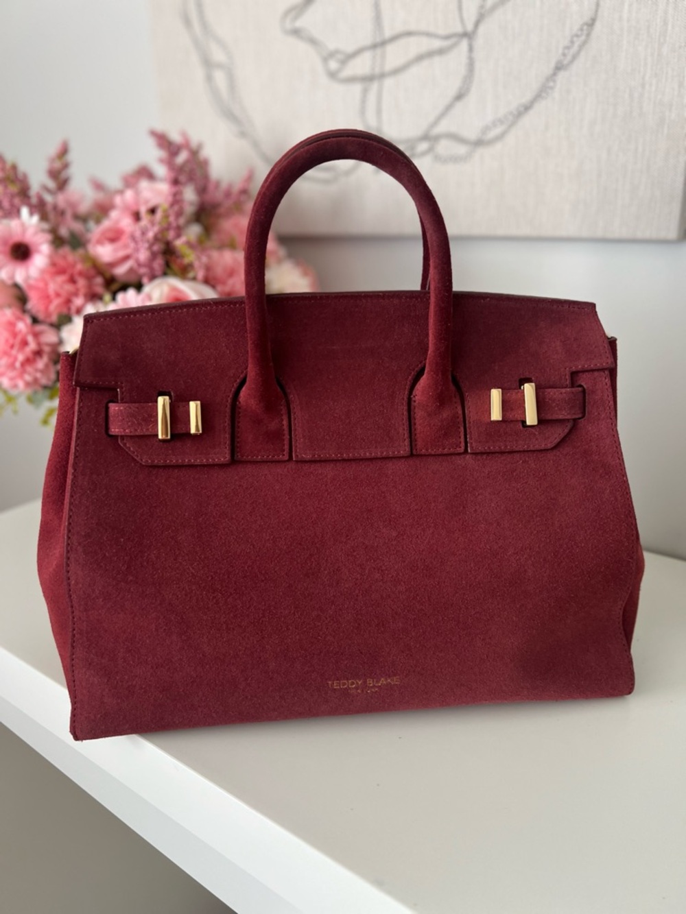 Teddy Blake Burgundy Suede Handbag